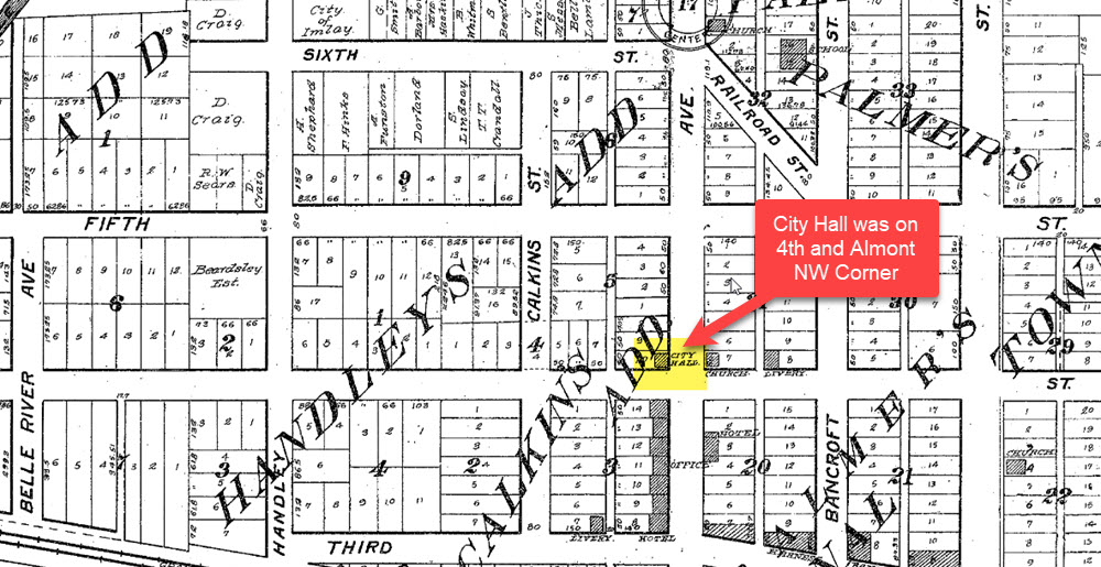 Imlay City Opera House - Old Plat Map Showing City Hall Which Was Opera House (newer photo)